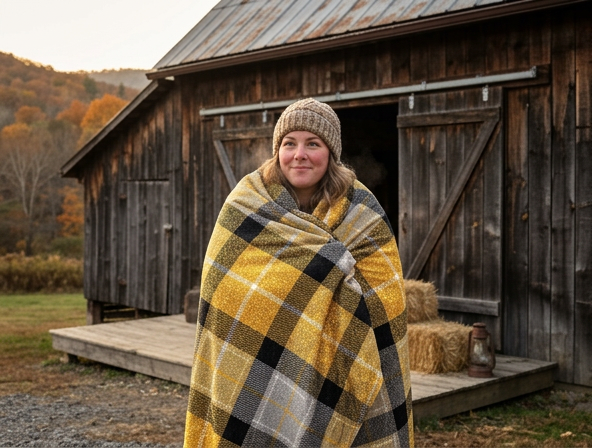 Blacksmith Gold Merino Wool Tartan Blanket