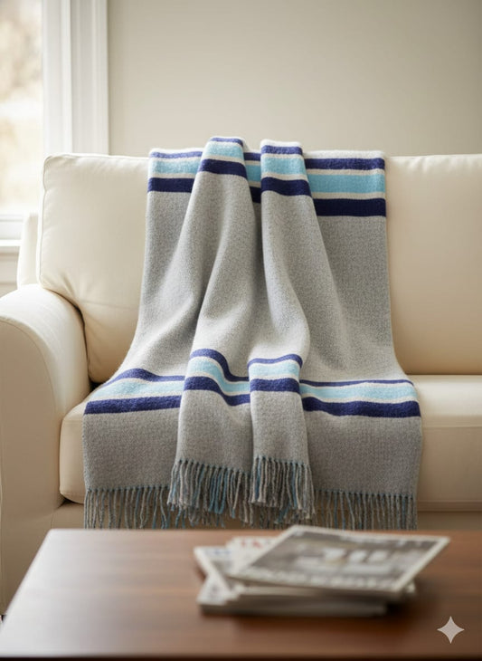 Ocean Crest Striped Wool Blanket