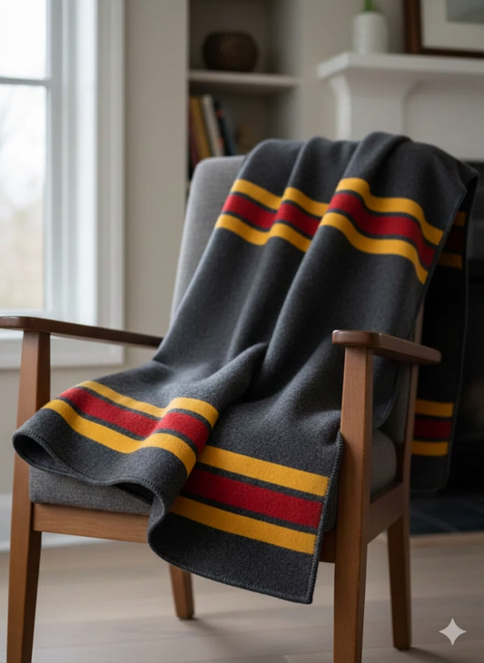 Campfire Heavy Wool Striped Blanket