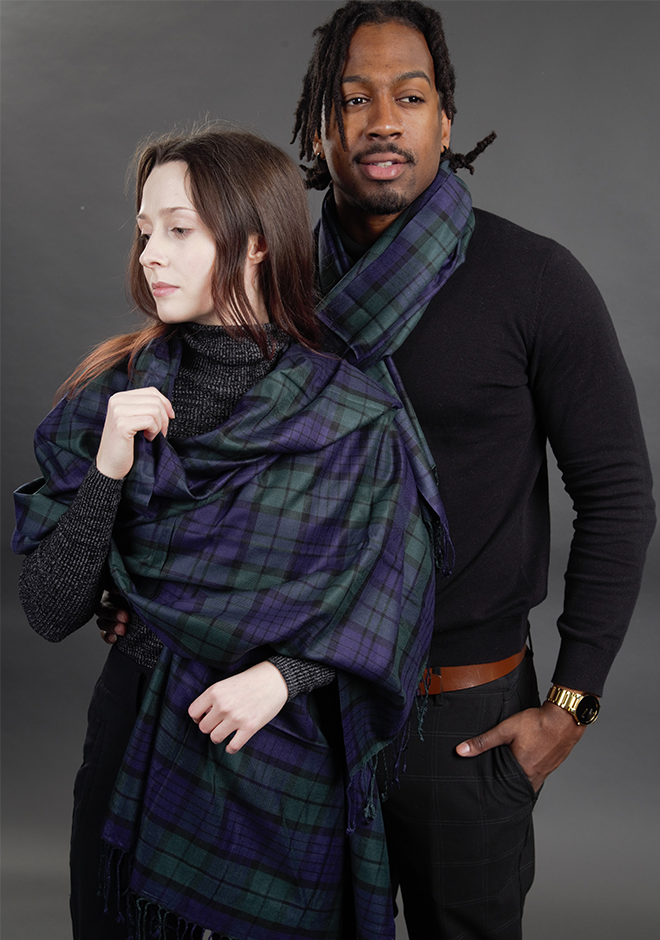 Poly Viscose Tartan Shawls & Scarves