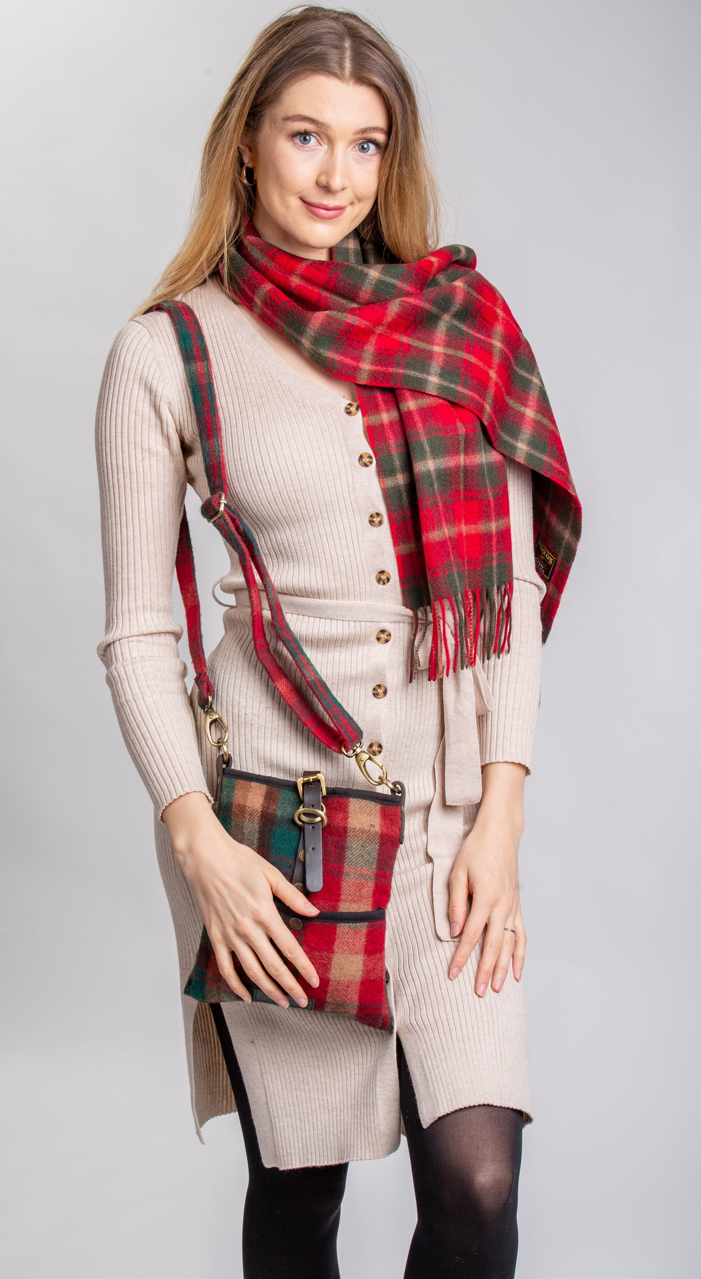 Dark Maple Lambswool Tartan Scarf