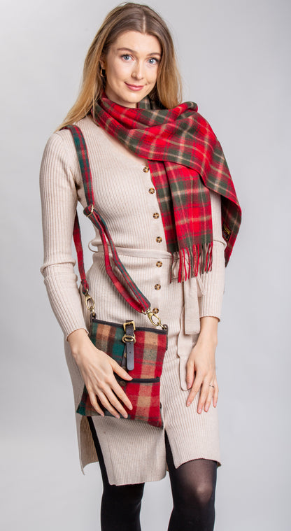 Dark Maple Lambswool Tartan Scarf