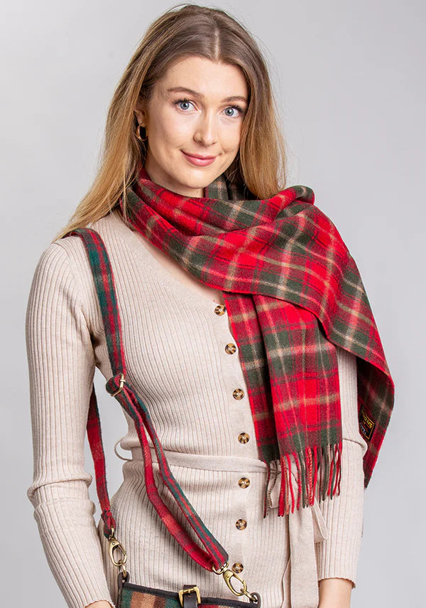 Dark Maple Lambswool Tartan Scarf