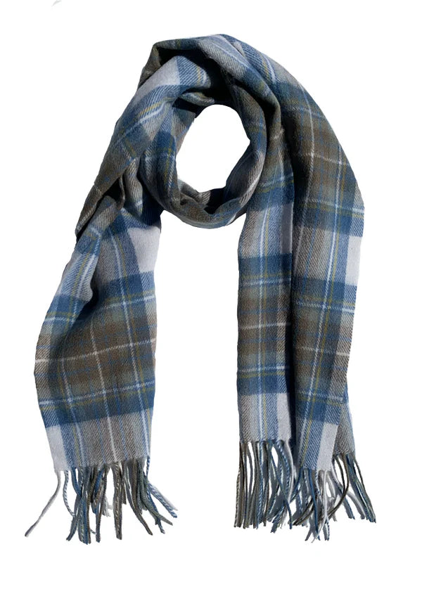 Stewart Muted Blue Lambswool Tartan Scarf