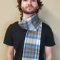 Stewart Muted Blue Lambswool Tartan Scarf