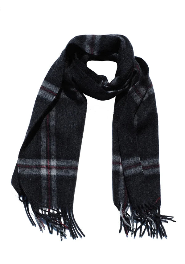 Thompson Charcoal Lambswool Tartan Scarf