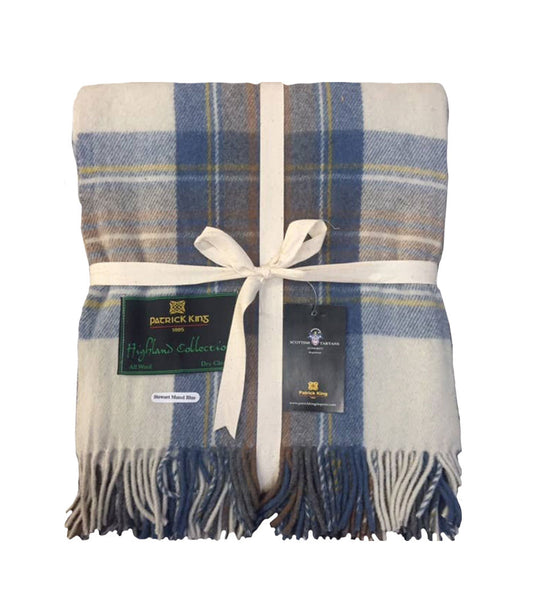 Stewart Muted Blue Deluxe Wool Blanket