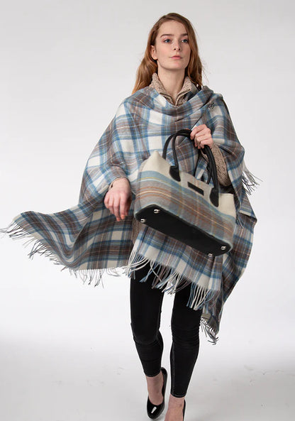 Stewart Blue Muted Lambswool Cape