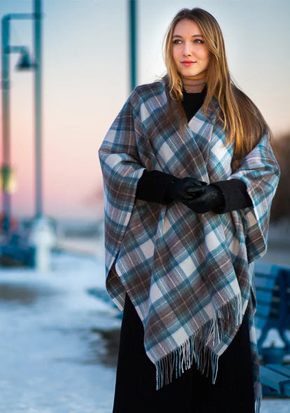 Stewart Blue Muted Lambswool Cape