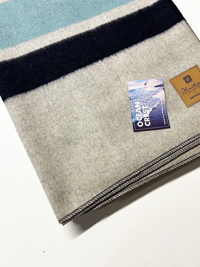 Ocean Crest Striped Wool Blanket