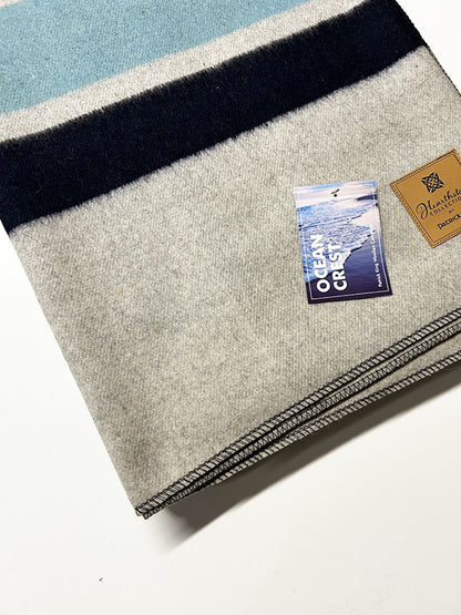 Ocean Crest Striped Wool Blanket