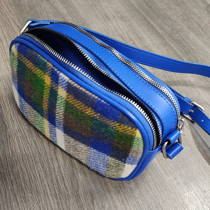 Stewart Muted Blue Wool Cross Body Bag