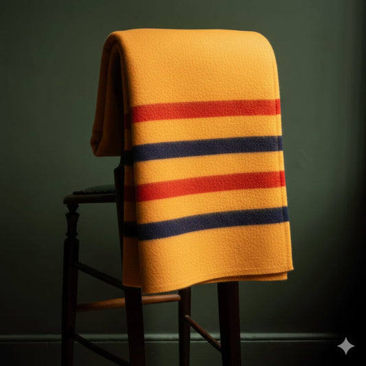 Heritage Gold Heavy Striped Wool Blanket