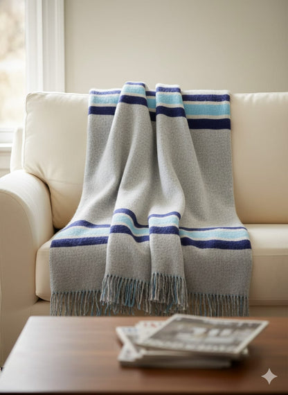 Ocean Crest Striped Wool Blanket