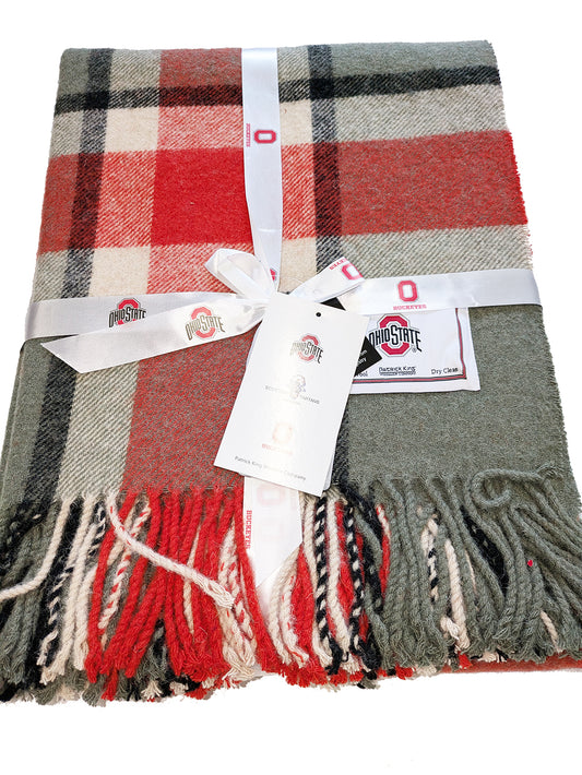 Ohio State University Tartan Throw