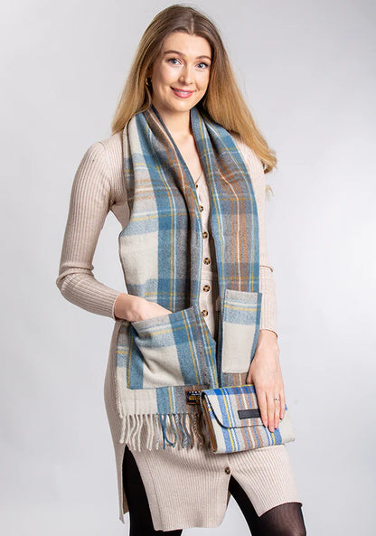 Stewart Muted Blue Deluxe Pocket Scarf