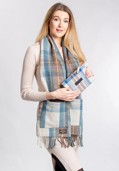 Stewart Muted Blue Deluxe Pocket Scarf