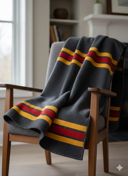 Campfire Heavy Wool Striped Blanket