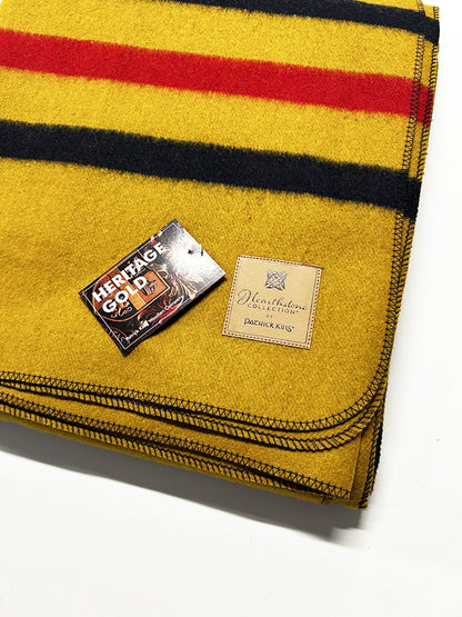 Heritage Gold Heavy Striped Wool Blanket