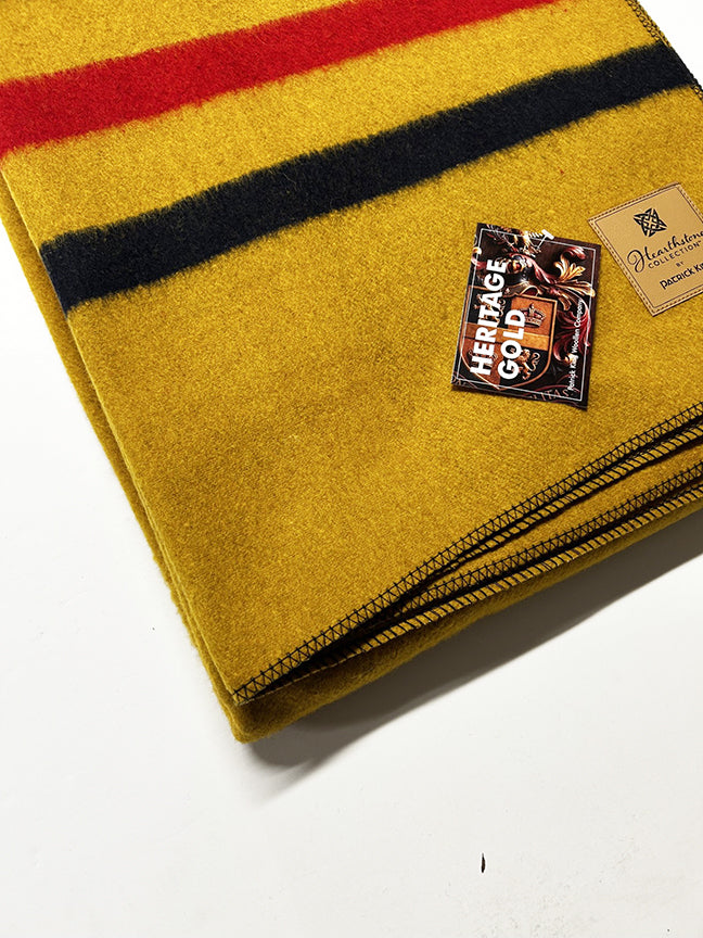 Heritage Gold Heavy Striped Wool Blanket