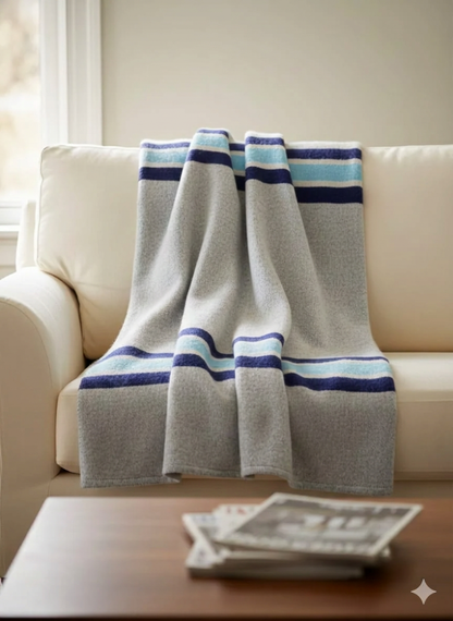 Ocean Crest Striped Wool Blanket