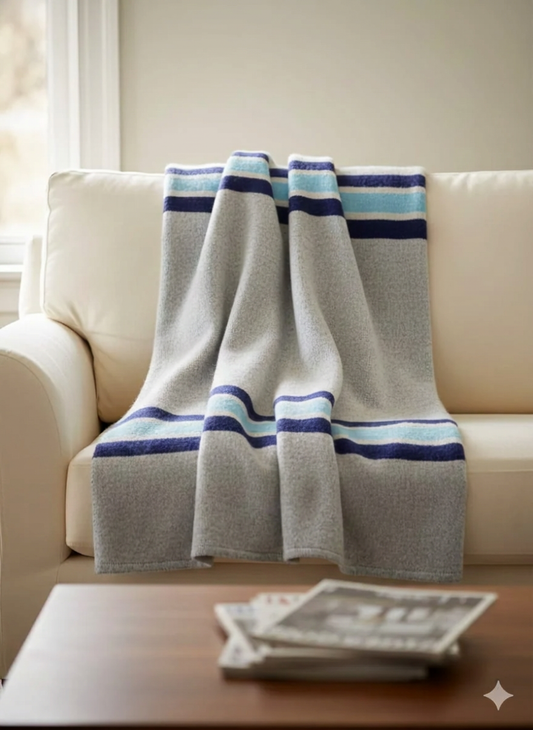 Ocean Crest Striped Wool Blanket