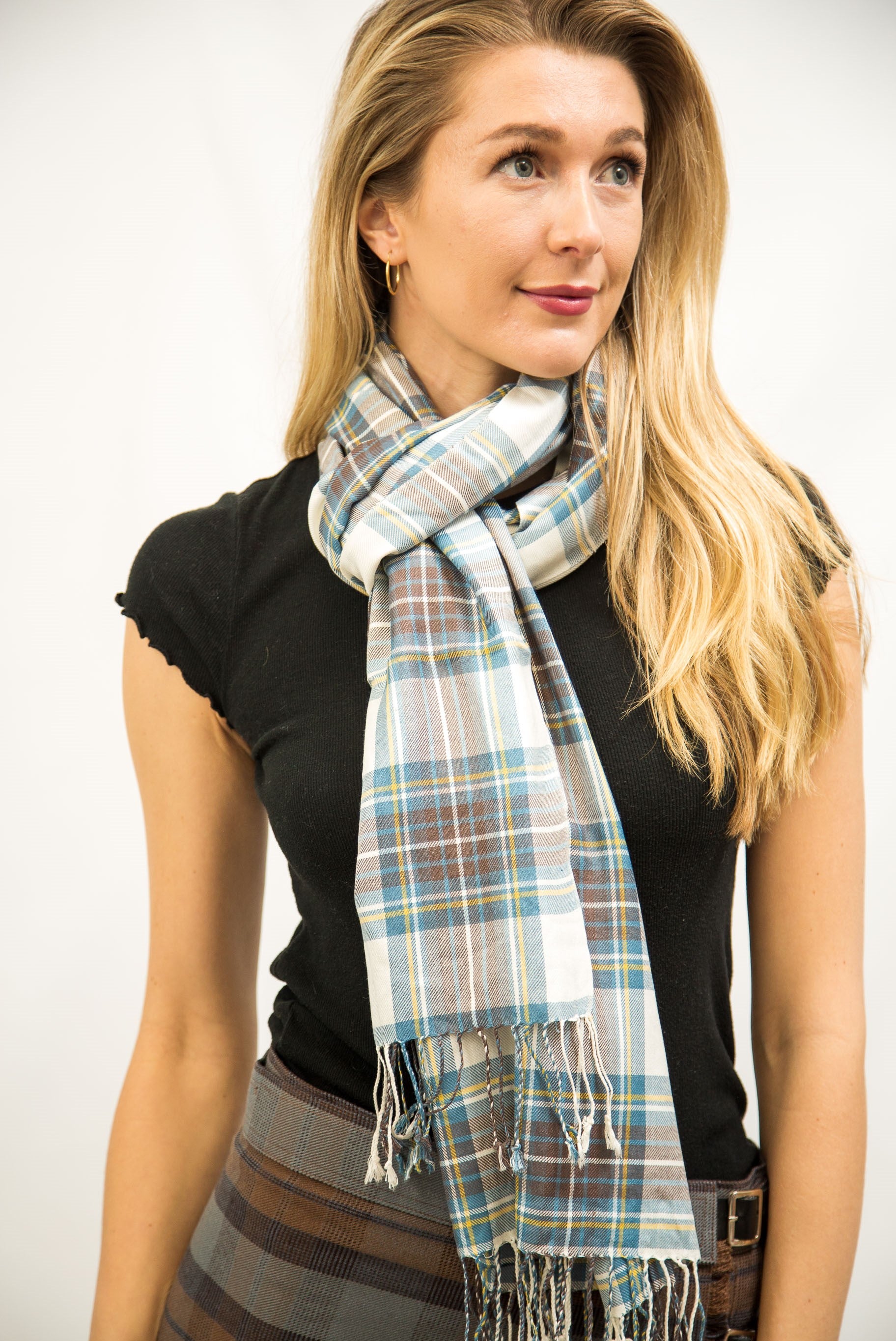 Poly Viscose Tartan Shawls & Scarves