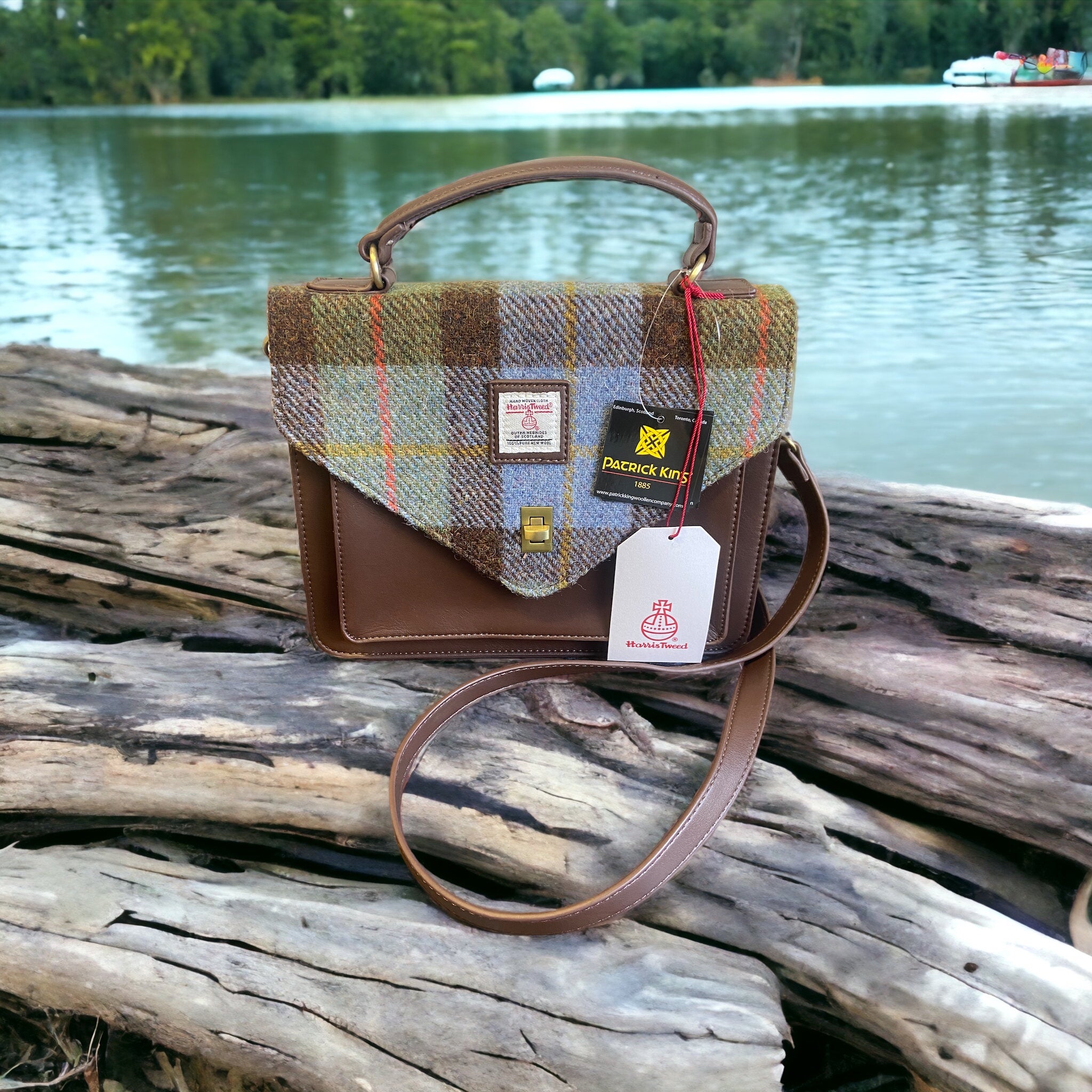 Tweed store satchel bag