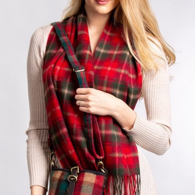 lambswool Scarves Dark Maple Tartan Lambswool Scarf