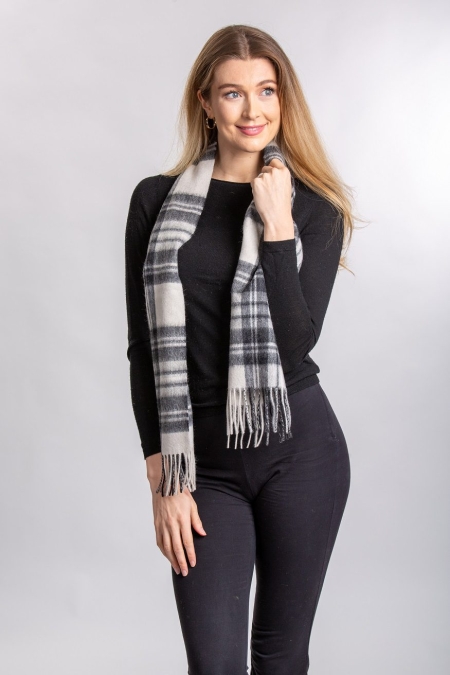 lambswool Scarves Stewart Grey Dress Tartan Lambswool Scarf