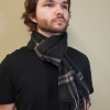 lambswool Scarves Thompson Charcoal Tartan Lambswool Scarf