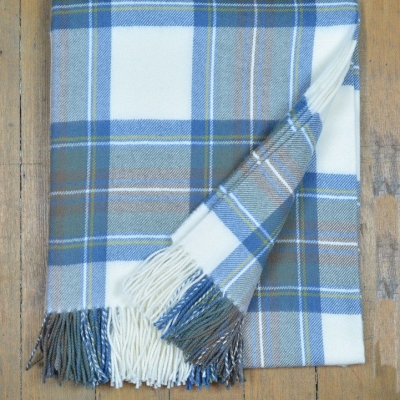 Blankets Stewart Muted Blue Tartan Merino Wool Knee/Lap Blanket