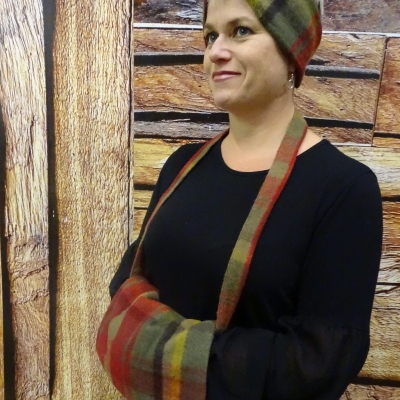 Hand Muff Wool Dark Maple Tartan Merino Wool Hand Muff